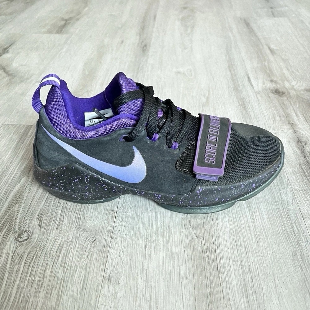 Nike PG 1 Score In Bunches Youth 4.5Y Black Purple Basketball Shoes 880304-097